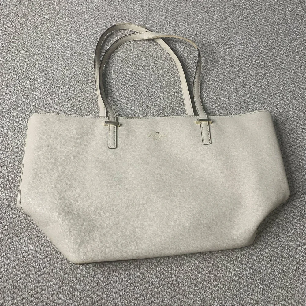 Kate Spade Womens Tote Bag Gray Cow Leather Harmony‎ Lined Shoulder Pockets